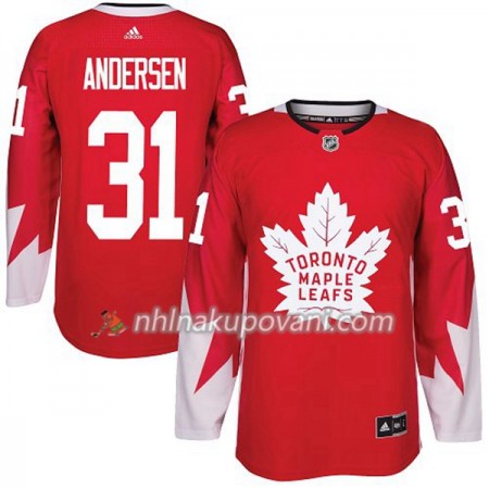 Toronto Maple Leafs Dresy Frederik Andersen 31 Červená 2017-2018 Adidas Alternate Authentic - Pánské